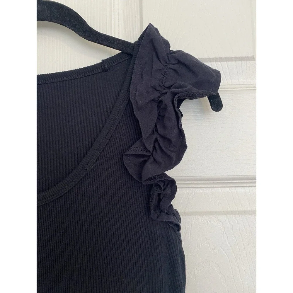 Old Navy Women’s Medium Ribbed Ruffle Sleeve Tank Bundle Black & Olive Green - Picture 7 of 16